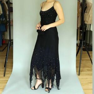 Betsey Johnson Black Maxi Dress with pearl accents